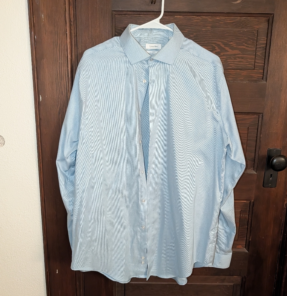 Calvin Klein Sky Blue Slim Fit Dress Shirt